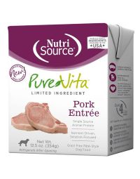 NutriSource® Pure Vita, Pork Entrée, Limited Ingredient, Grain Free, Wet Dog Food, Tetra Pak, 12.5 oz