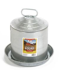 Double Wall Metal Poultry Fount Waterer, 2 Gallon