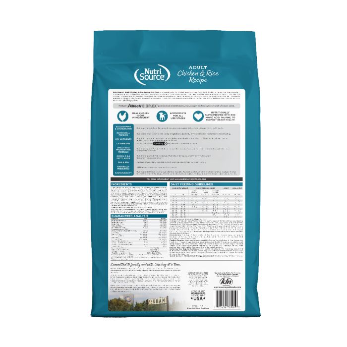 NutriSource Adult Chicken Rice Recipe Dry Dog Food Spikes Houles Feed