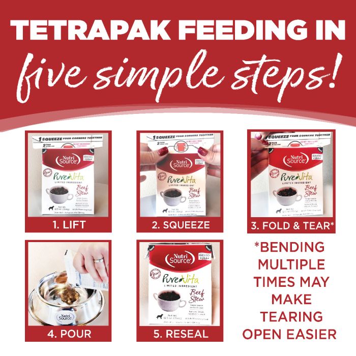 NutriSource Pure Vita Beef Entree Limited Ingedient Grain Free Wet Dog Food Tetra Pak 12.5 oz Spikes Houles Feed