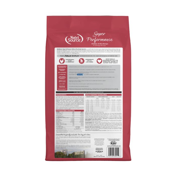 NutriSource Performance Recipe Super Dry Dog Food 40 lbs Spikes Houles Feed