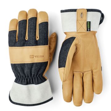 Hestra Job Unisex Outdoor Classic Work Gloves, Blue/Tan