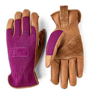 Hestra Job Unisex Indoor/Outdoor Sierra Goatskin Gloves, Tan/Fuschia