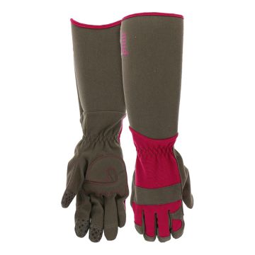 mud® Gauntlet Gloves Synthetic Leather Palm & Cinch Band Wrists Magenta