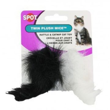 SPOT Twin Plush Mice Rattle & Catnip, 2 pack