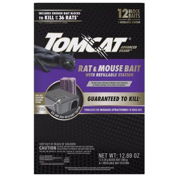 Tomcat Advanced Brand™ Rat & Mouse Bait with Refillable Station, 12pk