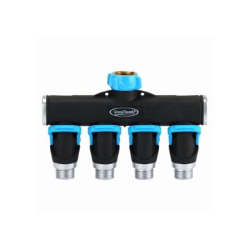 GreenThumb® 4-Way Full-Flow Hose Connector Metal