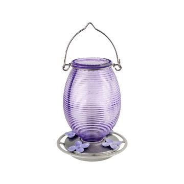 Nature's Way Lilac Dreams Antique Glass Gravity Hummingbird Feeder