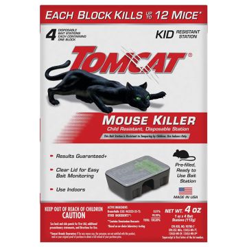 Tomcat® Mouse Killer Child Resistant, Disposable Station, 4pk