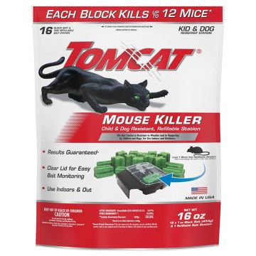 Tomcat® Mouse Killer Child & Dog Resistant, Refillable Station, 16pk