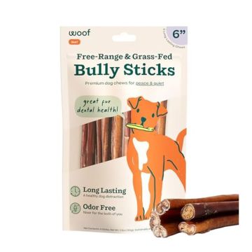 Woof BullySafe Refills 6" Free Range & Grass Fed Bully Sticks 5 Pack