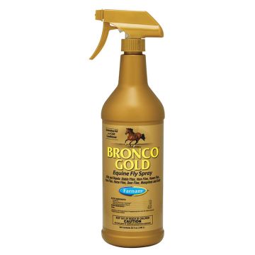 FARNAM Bronco Gold Equine Fly Spray, Liquid, Pale Yellow, 32 oz Bottle 