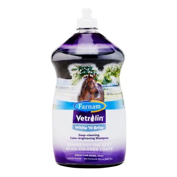 FARNAM Vetrolin White N' Brite, Shampoo for Horses and Dogs, 32 oz. Bottle