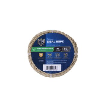 Sisal Rope, Twisted, 1/4 In. x 50 Ft.