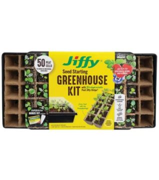 Jiffy® Seed Starting Greenhouse Kit with 50 Jiffy-Strip® Cells, Tray & Dome
