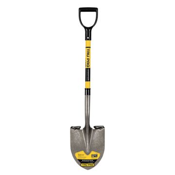 Truper Tru Pro 30" Round-Point Shovel, Extended Steps, Fiberglass Handle D-Handle