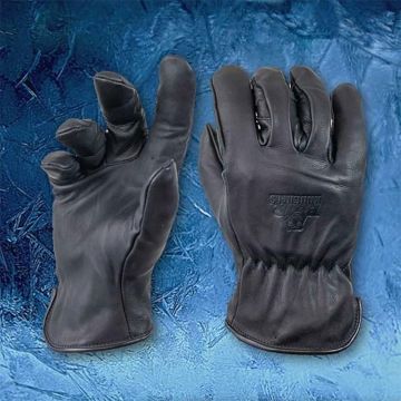 Bear Knuckles 'Midnight' Fleece-Lined Water Resistant Black Leather Cowhide Driver Gloves