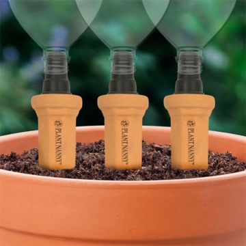 Plant Nanny EZ Fill Quick Connect Plastic Bottles, Pack of 3, Terra Cotta