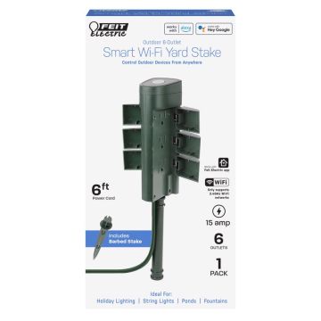 Feit Smart Home Outdoor Smart-Enabled Outlet Stake 6 Outlets 14/3 Gauge 6FT