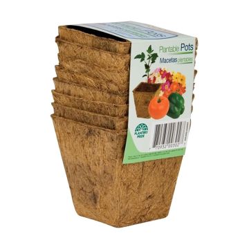 PlantBest square Fiber Grow Coconut Pots, 3in, 8pk
