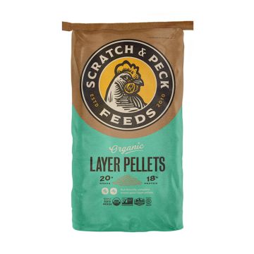 Scratch and Peck Feeds Organic Chicken and Duck Feed – Layer Pellets 18%, 35 lbs.