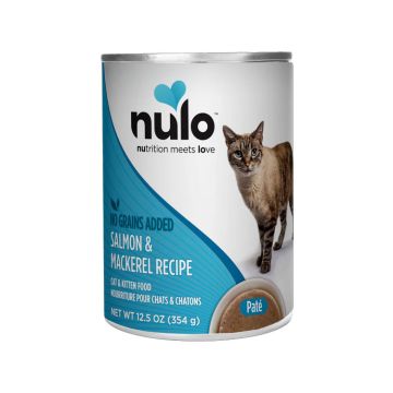 Nulo Premium All Natural Salmon & Mackerel Recipe Grain-Free Pate Wet Cat & Kitten Food Can, 12.5 oz