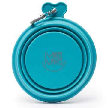 Messy Mutts Dog Collapsible Bowl, Blue, 3 Cup