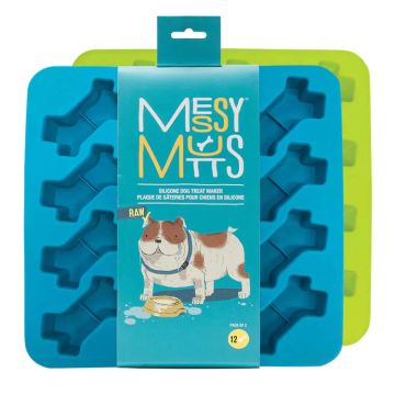 Messy Mutts Silicone Bake and Freeze Dog Treat Maker - Pack of 2 (Bone Shape)