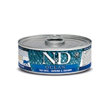 Farmina - N&D Ocean - Sea Bass, Sardine & Shrimp Adult Grain Free Cat Food, 2.8 oz. Can