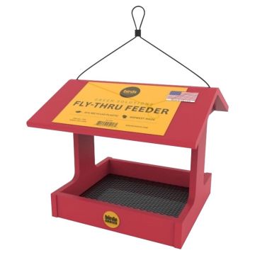 Birds Choice Cardinal Plastic Fly-Thru Hanging Tray Bird Feeder Red