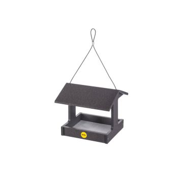 Birds Choice Cardinal Plastic Fly-Thru Hanging Tray Bird Feeder Black