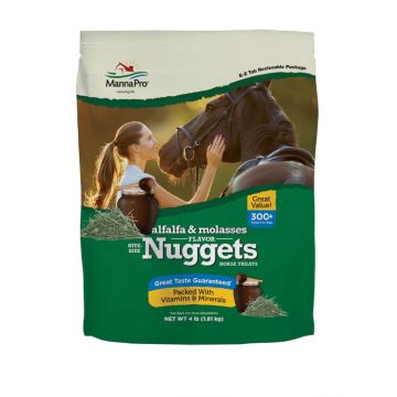Manna Pro Bite-Size Nuggets Horse Treats, Alfalfa & Molasses, 4 lbs.