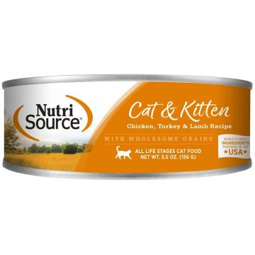 NutriSource® Cat & Kitten Chicken, Turkey & Lamb Recipe Wet Cat Food, 5.5 oz.