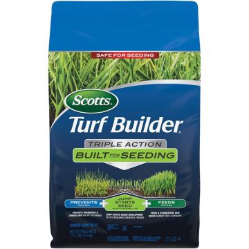 Scotts® Turf Builder® Triple Action Grass Seed Jumpstart 21-22-4 covers 4000 sq ft