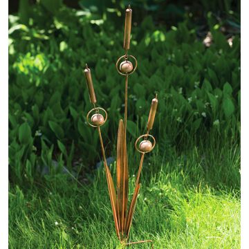 Flamed 34" Triple Cattail Garden Stake