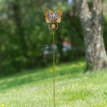 Multicolored Floral Butterfly Garden Stake, 33"