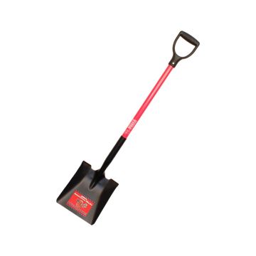 BULLY TOOLS Square Point Shovel 14-Gauge 9.5" Steel Head 46" Fiberglass Dowel Reinforced Handle with D-Grip