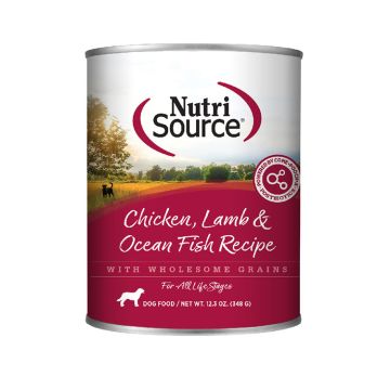 NutriSource® Chicken Lamb & Ocean Fish Recipe Wet Dog Food, 12.3 oz can