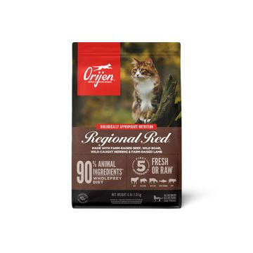 ORIJEN Grain Free High Protein Premium Dry Cat Food, Regional Red Recipe, 4lb Bag