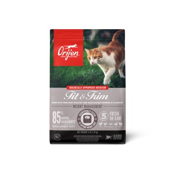 ORIJEN Fit & Trim Grain Free High Protein Premium Dry Cat Food, 4lb Bag