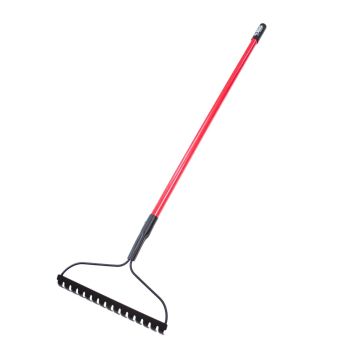 BULLY TOOLS Bow Rake 10-Gauge 16" Steel Head 58" Fiberglass Poly-Coated Handle