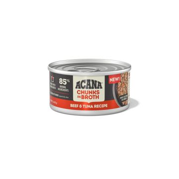 ACANA Chunks in Broth Wet Cat Food Beef & Tuna Recipe, 3 oz. Can
