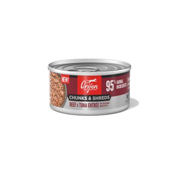 ORIJEN Chunks & Shreds Wet Cat Food, Beef & Tuna Entrée, 3 oz. Can
