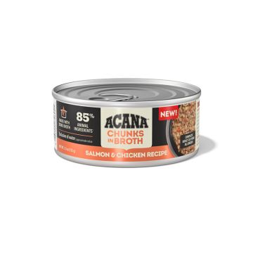 ACANA Chunks in Broth Wet Cat Food Salmon & Chicken Recipe, 5.5 oz. Can