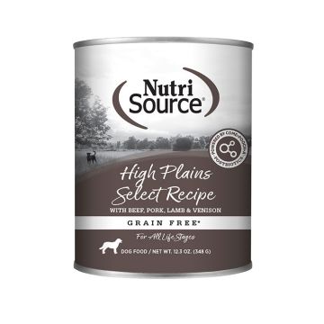 NutriSource® High Plains Select Recipe Grain Free Wet Dog Food, 12.3 oz can