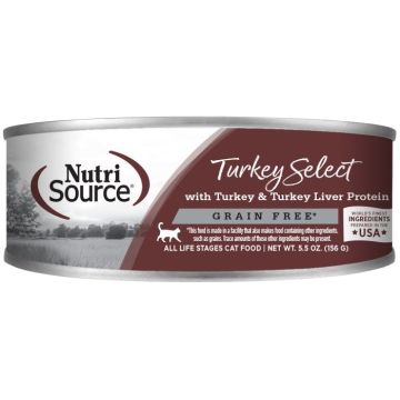 NutriSource - Turkey & Turkey Liver Select Grain Free Cat Food, 5.5 oz. Can