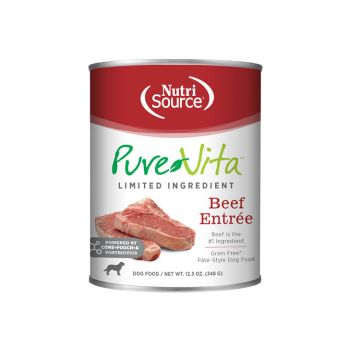 NutriSource PureVita Beef Entrée Grain Free Wet Dog Food, 12.3 oz