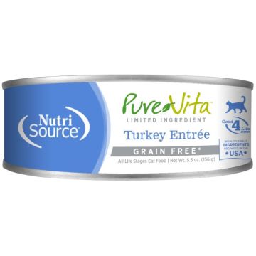 NutriSource - Pure Vita - Turkey Entree Grain Free Cat Food, 5.5 oz. Can