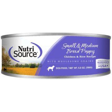 NutriSource®, Puppy, Small & Medium Breed Formula Dog Food, 5.5 oz. Can