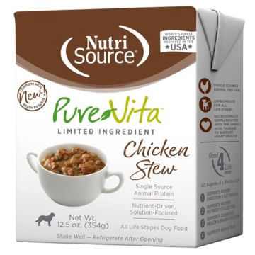 NutriSource® Pure Vita, Chicken Stew, Limited Ingredient, Wet Dog Food, Tetra Pak, 12.5 oz